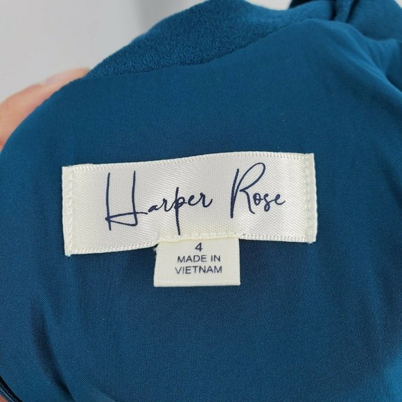 Harper Rose Tie Neck Sheath Dress in Peacock sz 4 - Picture 9 of 10